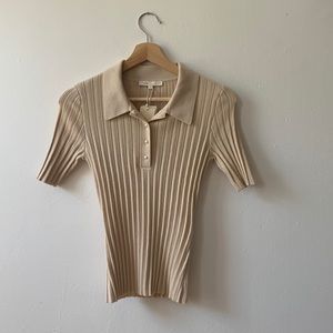 MAJE - Beige, Sweater Tee with Collar - retail $225